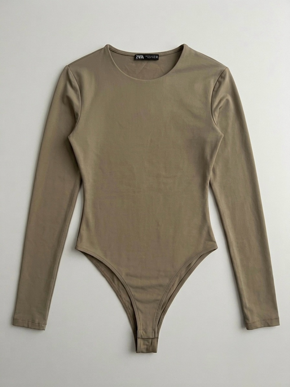 Zara Long Sleeve Bodysuit in Taupe Green